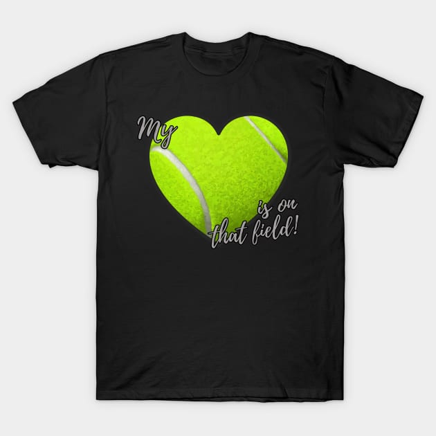 Tennis Heart On Field T-Shirt by Karonja